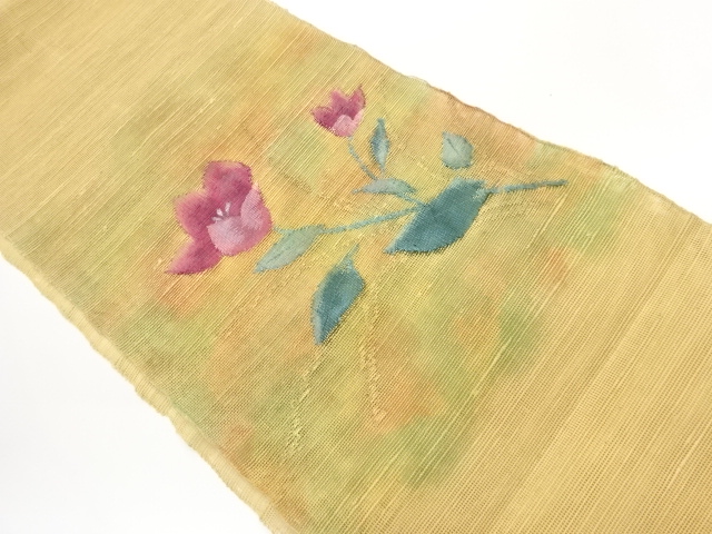 紗紬紙布花葉模様織出し名古屋帯